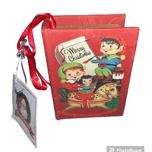 Mr. Christmas Wind Up MusicBox Elves Book Jingle Bells Christmas Ornament